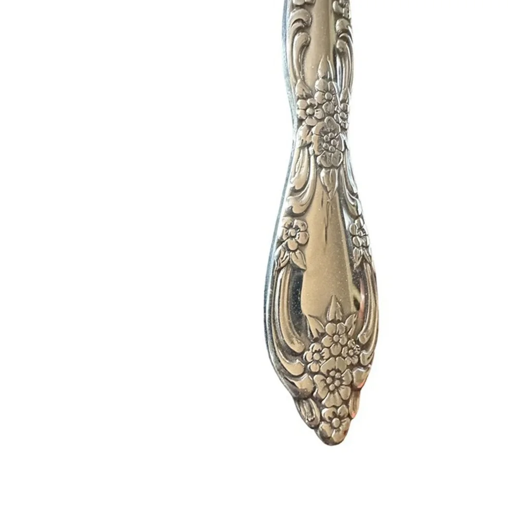 Oneida Profile Stainless Steel Floral Pattern Serving Spoons And Fork Set